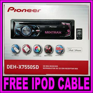 Pioneer DEH X7550SD CD SD USB iPod iPhone Aux Car Stereo Player Receiver Radio