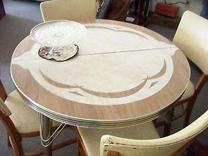 Art Deco Chairs Dinette Table Set Yugoslavia Wood Steel