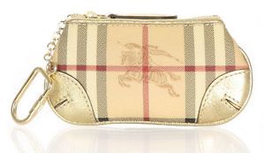 Authentic Burberry Nova Check and Gold Leather Change Pouch Coin Purse