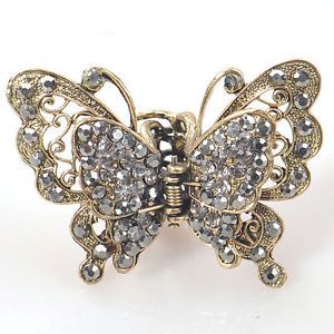 WOW Hair Accessory Clip Claw Clamp Butterfly Rhinestone Crystal Metal Gift