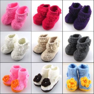 Baby Newborn Girl Boy Soft Warm Socks Crib Shoes Crochet Knit Boots Prewalkers