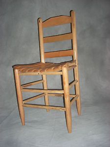 Antique Vintage Wood Wooden Ladder Back Wood Slat Seat Side Chair