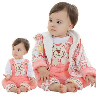 Autumn Winter Baby Girl Clothes 2pc Hoodied Coat Overall Pants Girls Outfits
