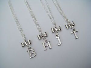 Silver Initial Letter Bow Necklace Pendant Name Alphabet A Z s T J A R H O D