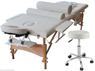 84"L Massage Table Spa Bed w 8pcs Accessories Salon Swivel Barstool Chair Tattoo