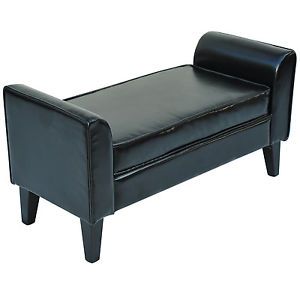 Modern 41"Long Armed Sofa Seat Bench Footrest Ottoman Chair Foot Rest PU Leather