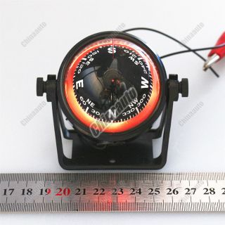 12V Power Backlight Auto Car Vehicles Boat Navigation Compass Ball Self Adhesive
