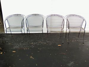 Vintage Set 4 Woodard Black Metal Wrought Iron Patio Garden Arm Chairs Floral