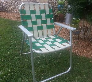 181336706 Vintage Lawn Deck Chair Web Aluminum Folding Webbed  