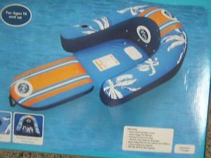 Kona Lounger Float Chair Inflatable with Foot Rest Cup Holder Blue Orange