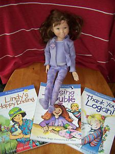 American Girl Hopscotch Hill Hallie Doll Retired Set 3 Books Logan Lindy Meet