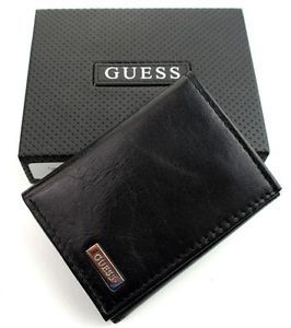 Mens Black Leather Trifold Wallet