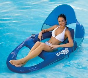 Swimways Spring Float Recliner Pool Lounge Chair w Sun Canopy 13022