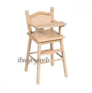 Guidecraft Kids Wooden Baby Doll High Chair Natural Play Toy New
