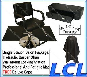 Hydraulic Barber Chair Wall Mount Styling Station Mat Beauty Spa Salon Equipment