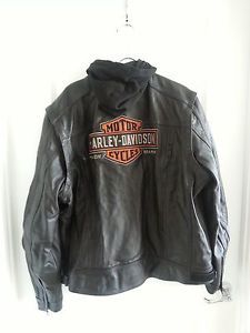 Men's Black Genuine Harley Davidson 2XL Leather Motorcycle Jacket