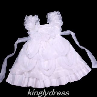 New Toddle Flower Girl Party Birthday Pageant Wedding Dress White Sz 12M V354
