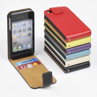 Apple iPhone 4 4S Genuine Leather Card Holder Top Flip Wallet Case Cover GL T2S
