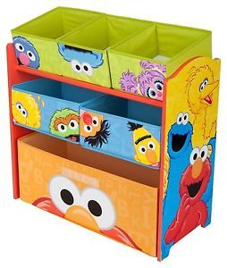 Sesame Street Kids Toy Box Multi Bin Toys Organizer Fabric Storage Bins Drawer