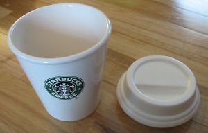 Starbucks Coffee Ceramic to Go Cup Canister with Retired Mermaid Logo 2010 Lid