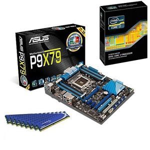 Intel Six Core i7 3970X CPU Asus X79 Motherboard 64GB DDR3 Memory RAM Combo Kit