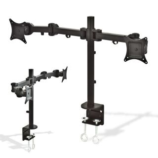 Dual Double Computer Screen 2 Monitors Articulating LCD Table Desk Swivel Mount