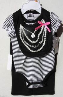 Calvin Klein Baby Girl Clothes 3 Piece Set Black and White 6 9 Months