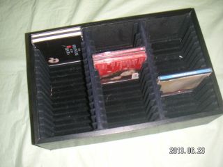 Black Wood CD Jewel Case Storage Box 48 Holder Organizer Wall Desk Rack