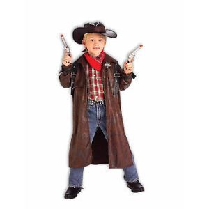 New Boy's Western Costume "Desperado" Cowboy Duster Hat Set Small 4 6