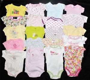 Used Girls Kids Baby 6 6 9 9 Months One Piece Spring Summer T Shirt Onesies Lot