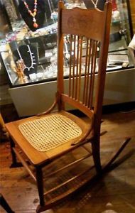 Antique Refinished Solid Oak Sitting Rocker Rocking Chair w Newly Caned Bottom