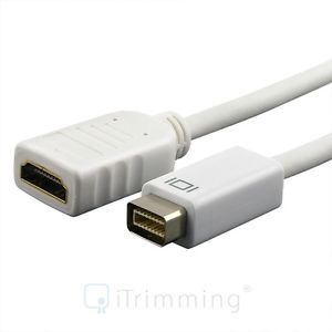 Mini DVI to HDMI M F Video Adapter Cable Cord for Apple iMac MacBook Pro White