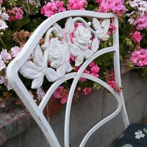 Country Cottage Vtg Wrought Iron Patio Tables Chairs Roses Shabby Garden