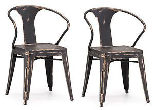 2 Dining Chairs Metal Steel Industrial Vintage Antique Modern French Tolix Salon