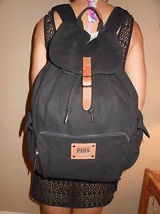 Victoria's Secret Pink Black Backpack Book Bag Tote Purse