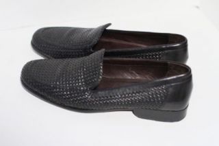 Bragano Mens Black Leather Woven Shoes Size 9 Made in Italy