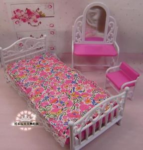Barbie Size Dollhouse Furniture Living Room Dressing Table Chair Bed Set A133