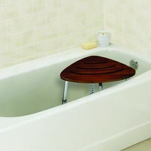 Teak Corner Bath Stool Shower Tub Bench Adjustable Bathtub Chair