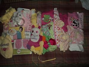 27 Used Baby Girl Newborn 0 3 Spring Summer Clothes Lot Outfit Dress Free SHIP