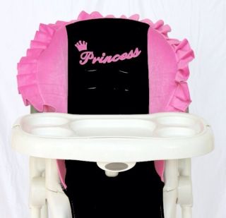 Baby High Chair Cover Black Hot Pink with Princess
