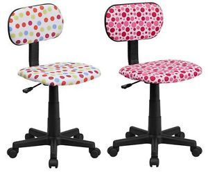 New Pink or Multi Color Dot Print Upholstered Dorm Armlesss Desk Task Chairs