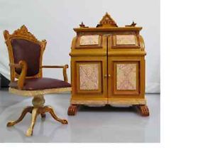 Bespaq Dollhouse miniature furniture wooton office library desk chair wooten New