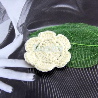 20pcs Handmade Crochet Flower Appliques Sewing Craft Hat Cap Beanie Decor Bow