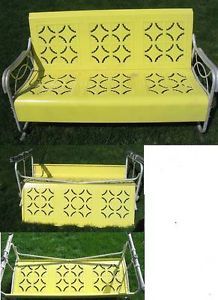 Vintage 1950's Yellow Metal Porch Glider with Matching Metal Chair