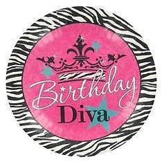 New 10 Diva Birthday Zebra Print Pink Crown Dinner Party Plates Supply