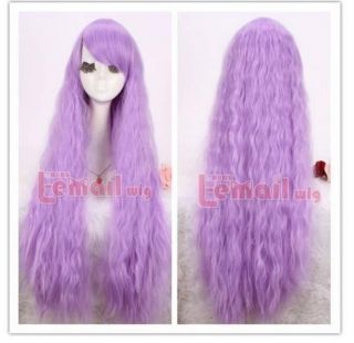 80cm Rhapsody Long Light Purple Curly Wavy Fluffy Party Cosplay Hair Wig