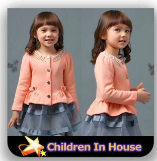 Girls Thin Pearl Coats Jackets Gown Baby Children Kids Clothing Child Clothes