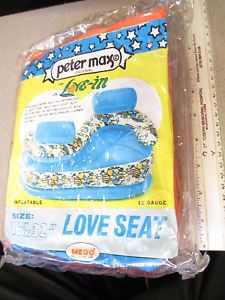Peter Max 1960s Psychedelic Inflatable Vinyl Pool Toy Mego Love Seat Chair