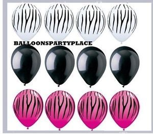 Zebra Stripes Print Black Wild Berry Hot Pink Party Latex Balloons Set 21