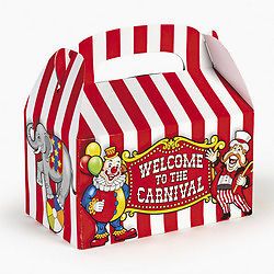 12 Big Top Carnival Treat Boxes Circus Birthday Party Favor Set Bag Supply